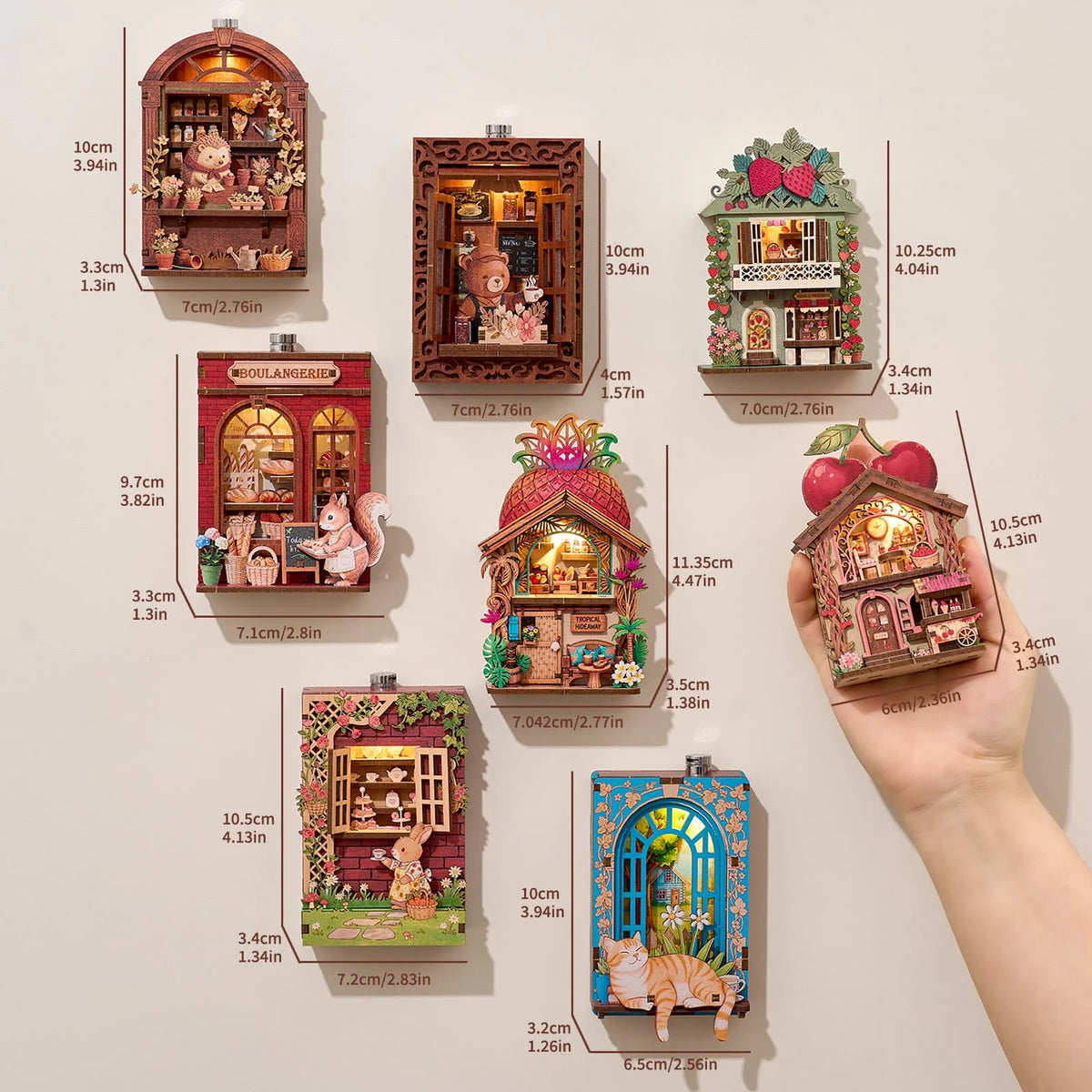 Fridge Magnet DIY Book Nook Kit 3D Puzzle Toy Dollhouse Shop Animal Mini House Furniture Creative Assembly Model Decoration