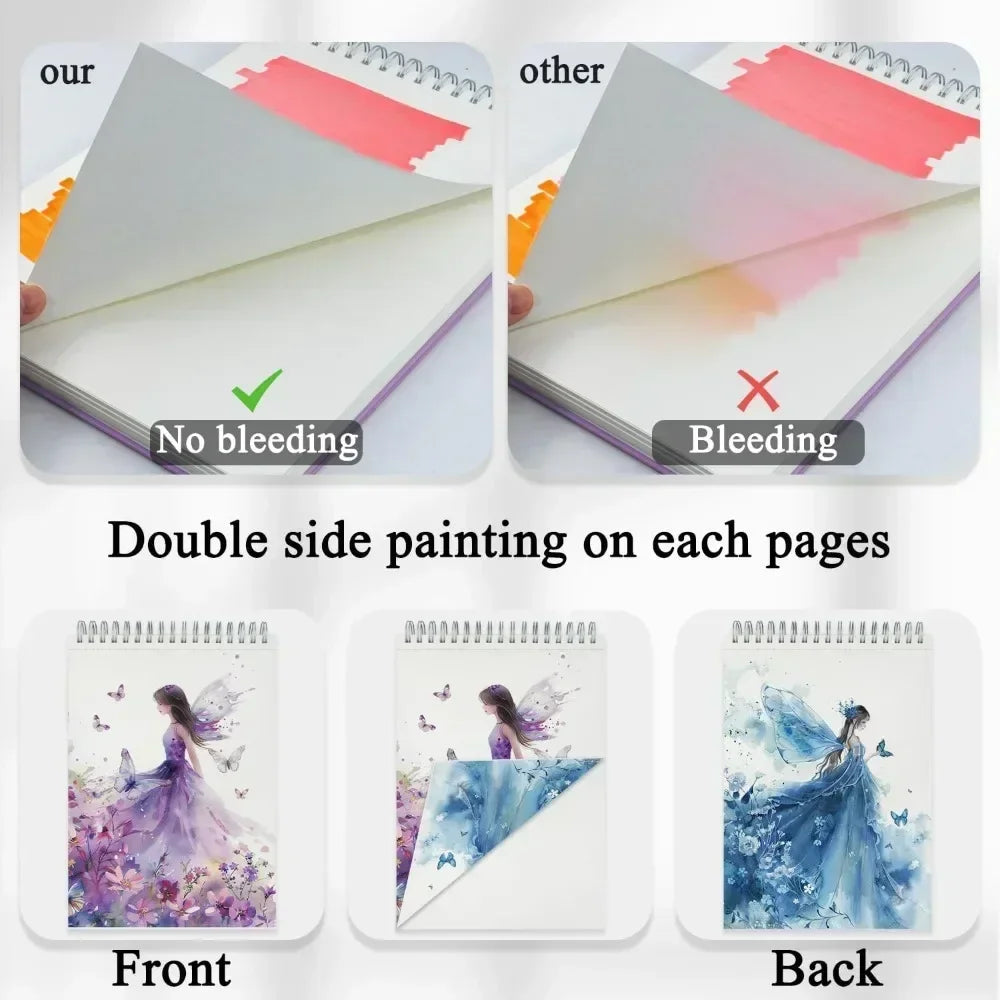 9"x12" marker paper sketchbook, 120 GSM / 73 lbs alcohol marker paper, 100 hardcover sketchbooks