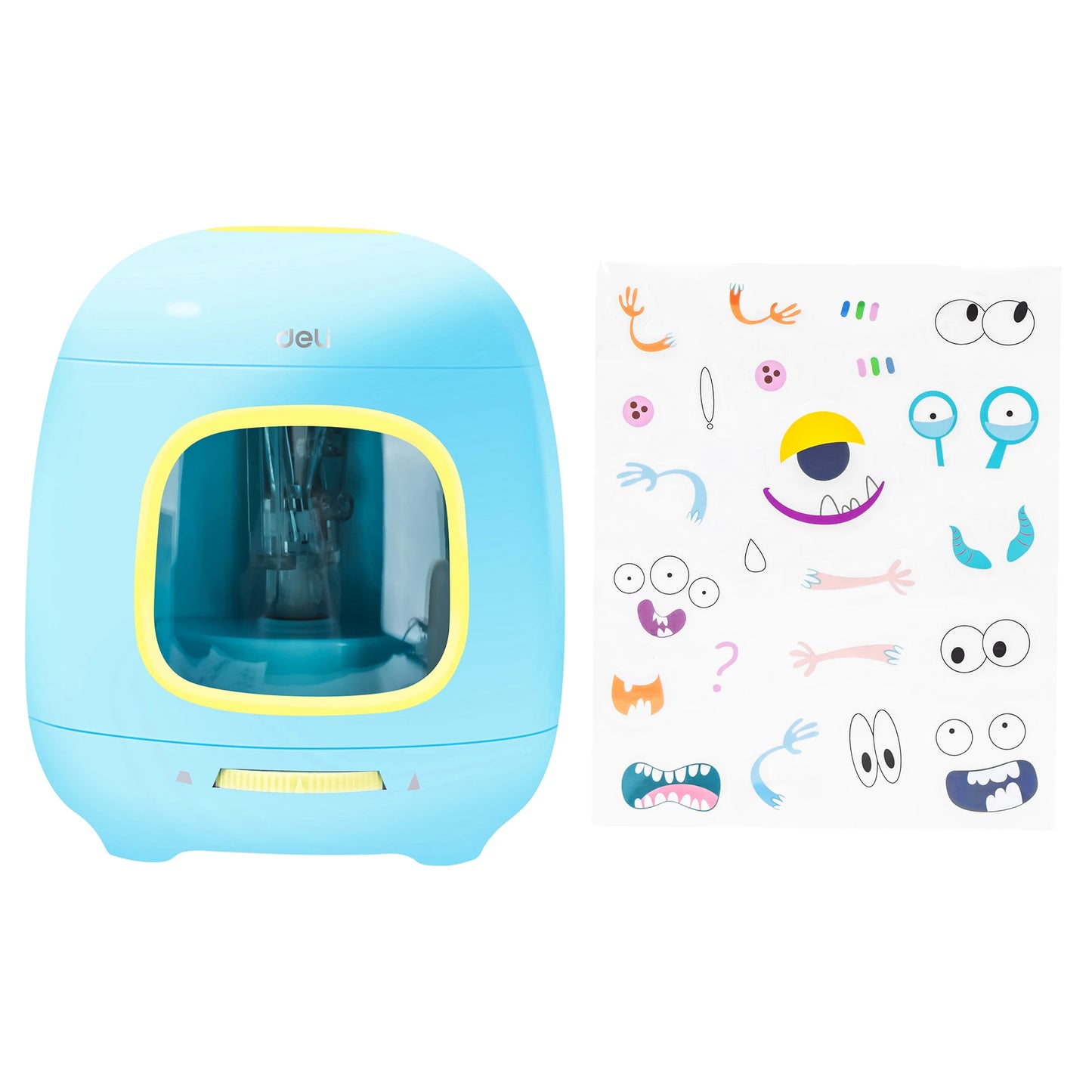 Deli Electric Pencil Sharpener,Efficient and Portable Sharpening Tool for Home, School, and Office Use,Blue, Pink, Yellow