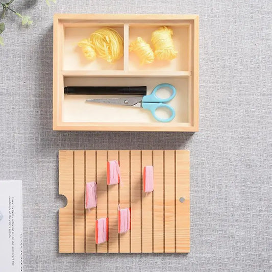 Embroidery Floss Organizer Wooden Bobbin Rack With Storage Box Crafts Sewing Supplies Spool Organizer Thread Winding Board For