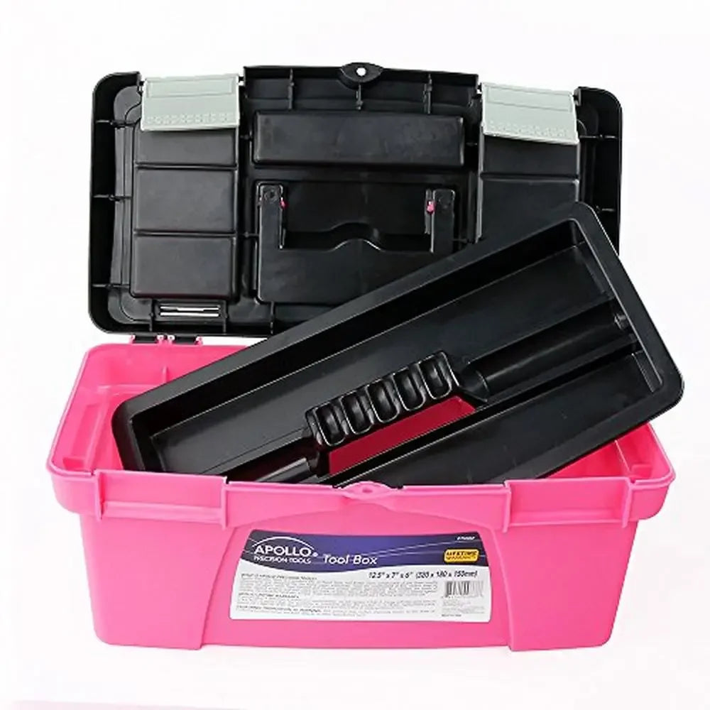 3pc Stackable Tool Boxes Top Compartment Removable Trays Crafts Supplies Pink Ribbon DT5005P Set Case Organize