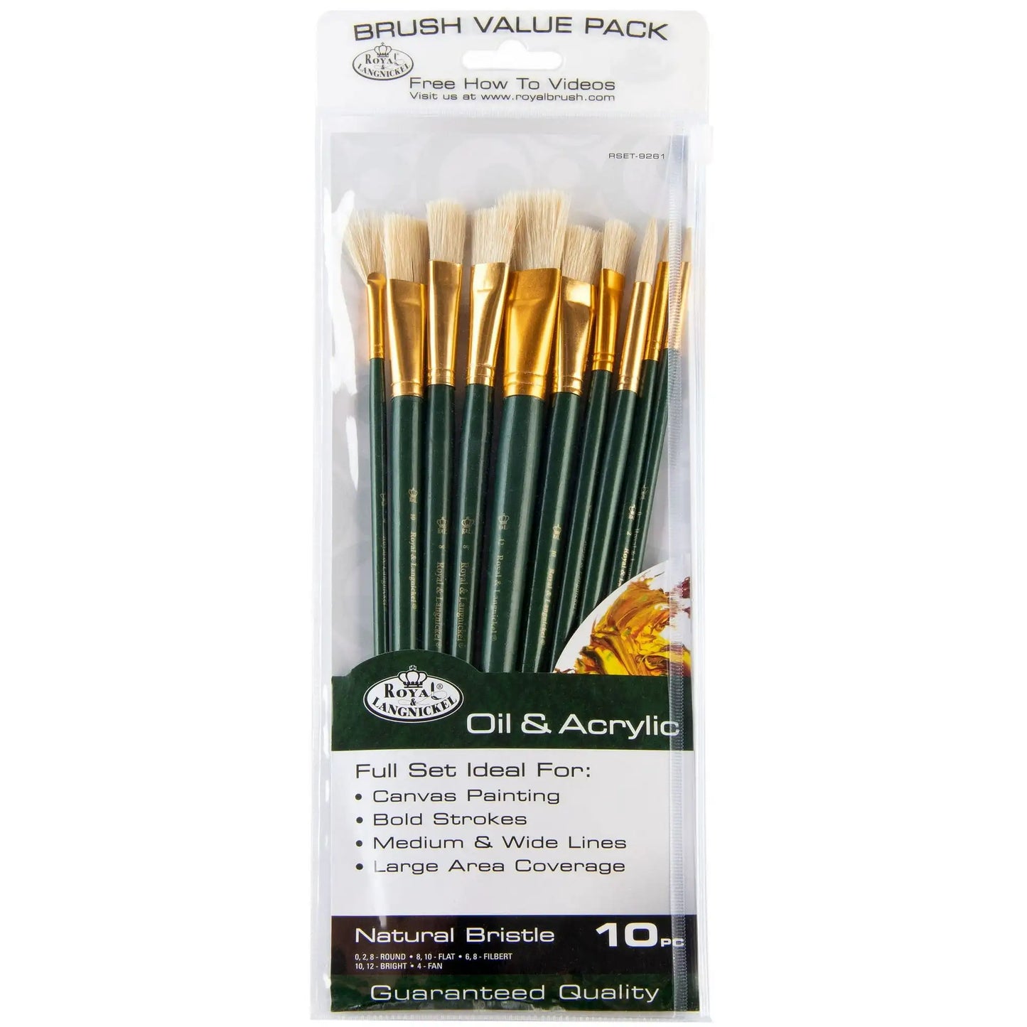 Royal & Langnickel - 10pc Long Handle, Acrylic and Oil Paint Brush Set