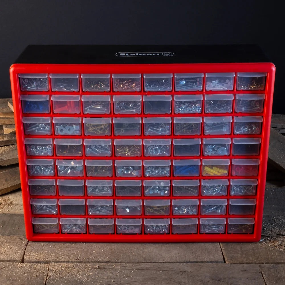 64 Drawer Storage Organizer Plastic Storage Bins Wall Mounted Desktop Container Tools Beads Jewelry Craft Office Supplies