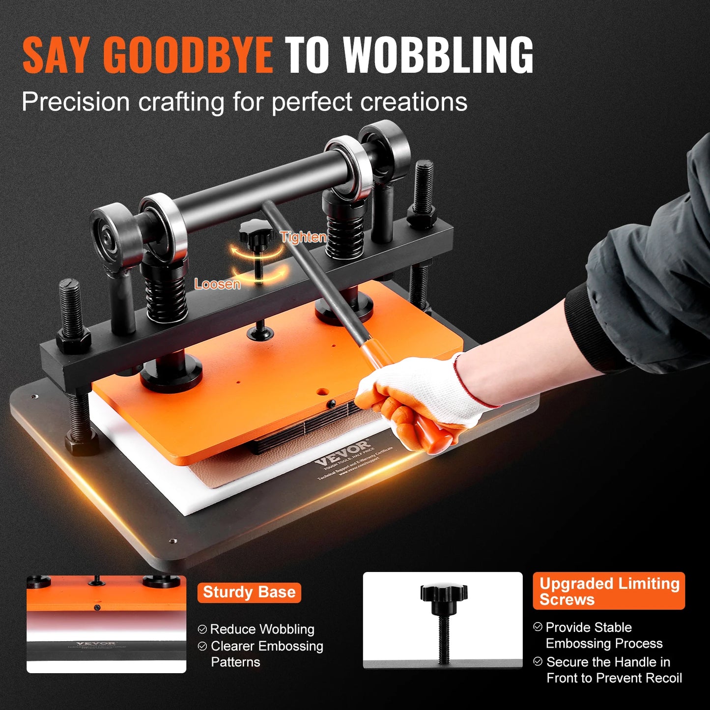 SucceBuy Leather Cutting Machine Embossing Plate Manual Die Cutter 0.47 in Pressure Stroke Leather Embossing Machine