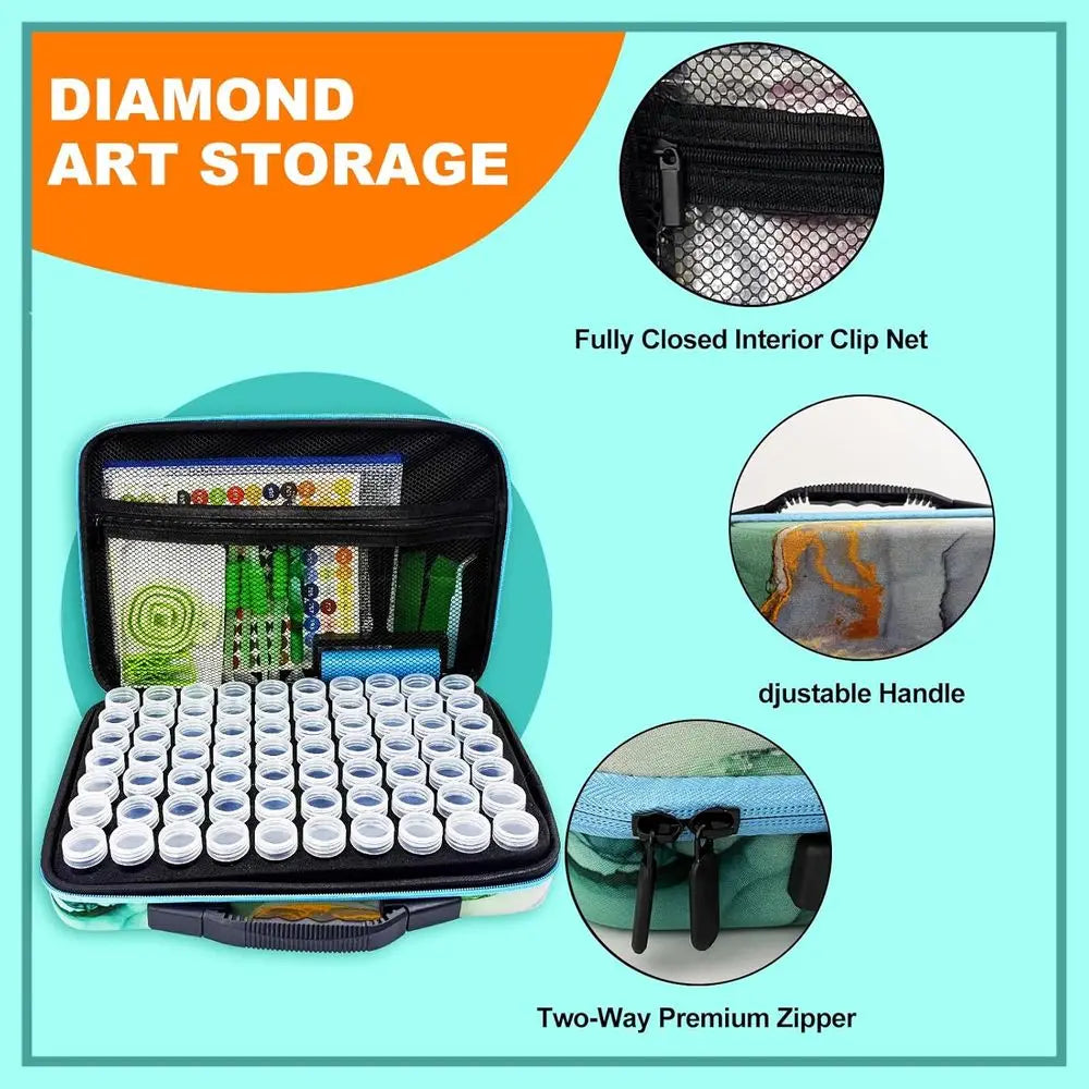Compact 70-Slot Diamond Art Organizer Kit with Tools for Craft Beads and Jewelry Storage