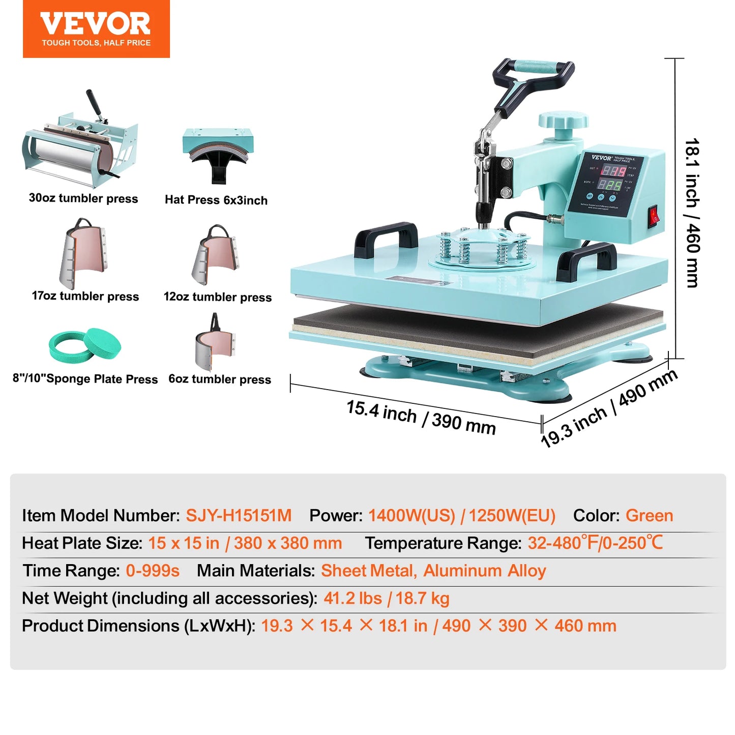 VEVOR Heat Press Machine  T-Shirts/Mugs/Hats/Plates Pink