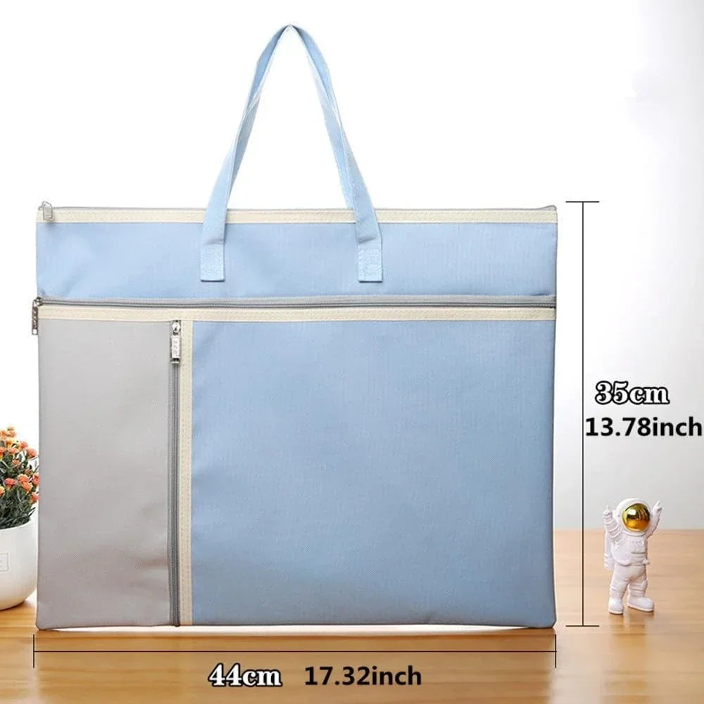 Art Portfolio Bag with Zipper and Handle Large Capacity Oxford Bag Artwork Storage Container A3 Size