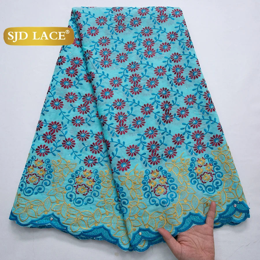 SJD LACE African Nigerian Cotton Lace Fabrics 5 Yards 2026 High Quality Swiss Cotton Lace for Sewing Party Women DIY Dress 4016