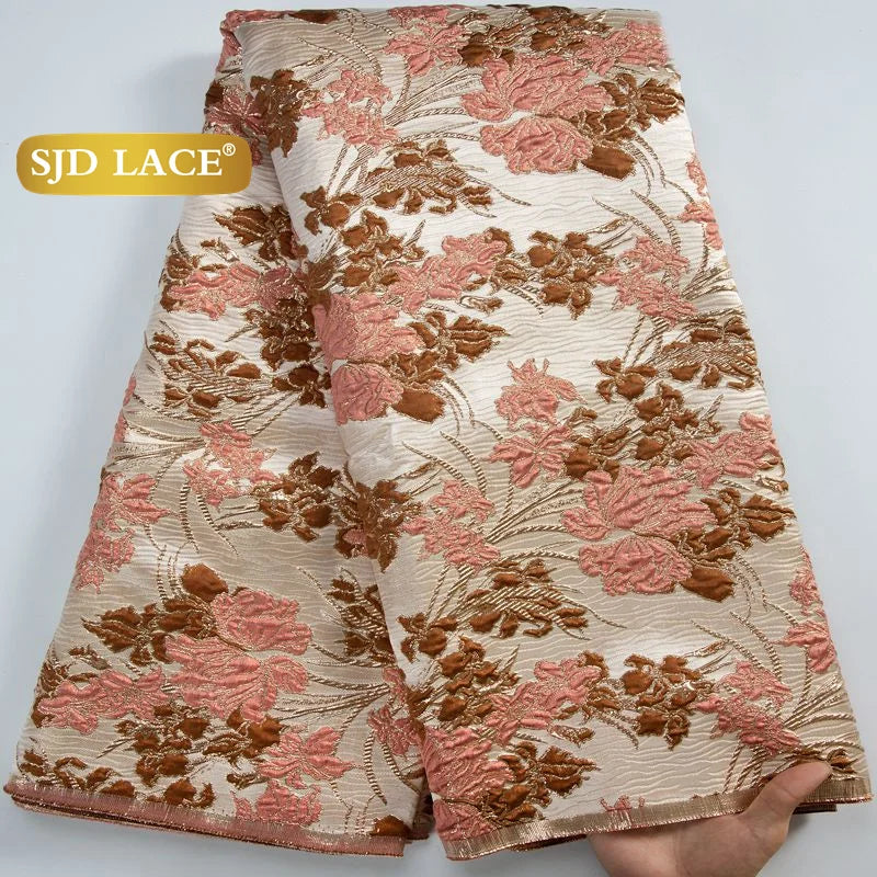 SJD LACE African Brocade Lace Fabrics 2026 High Quality Tulle Damask Nigerian Jacquard French Lace For Sewing Women Dresses 2485