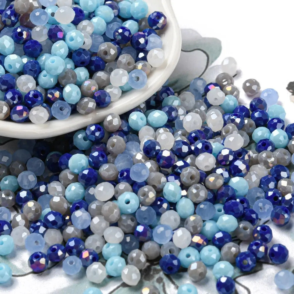 about 60g Faceted Glass Beads 4mm 6mm Rondelle Spacer Loose Beads for Earring Bracelet Necklace Jewelry DIY Craft Making