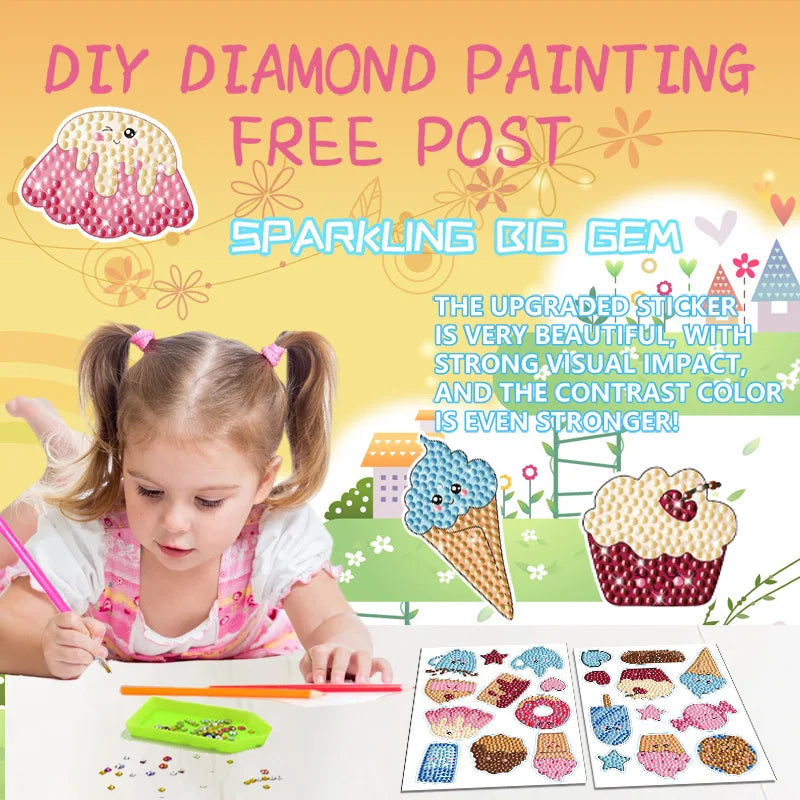 Cartoon Donuts Desserts Diamond Painting Stickers Paint By Number Diamond Embroidery Art Crafts Handmade Kits for Children Kids