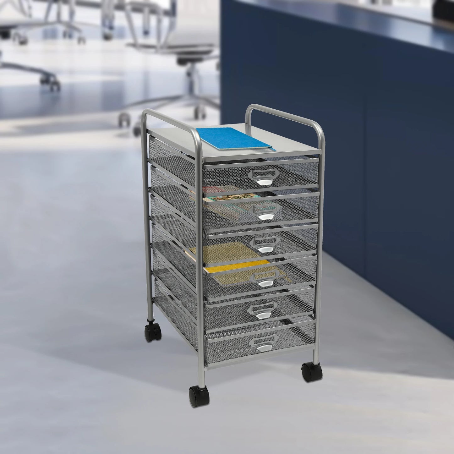 Rolling Cart Assemble Mesh Slim Storage File Cabinet with 6 Drawers & Wheels Craft Organizer for Makeup, Kitchen,Office Supplies