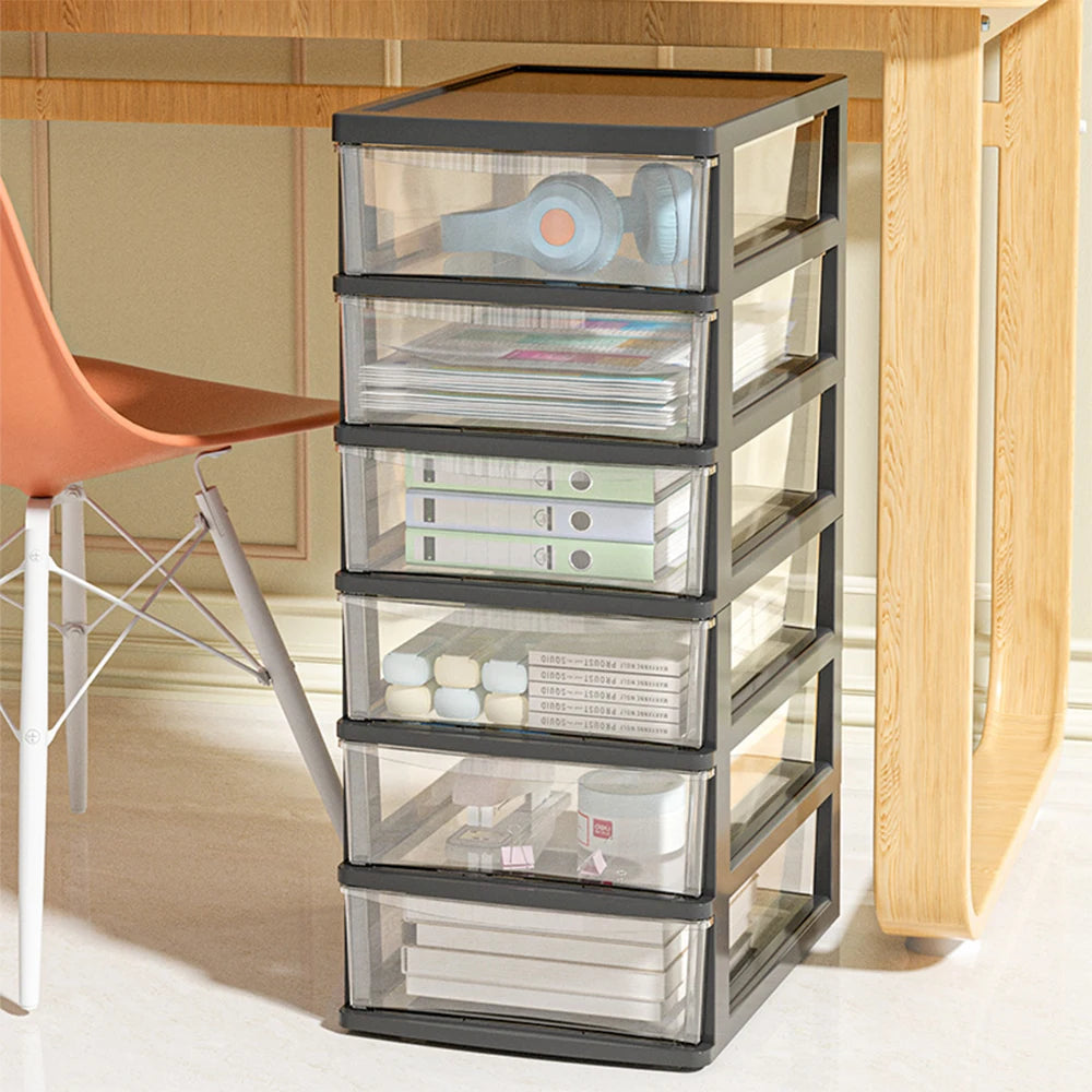 Multi-Layer Plastic Desktop Storage Box 2-6 Layers with Drawer for Home Office Stationery