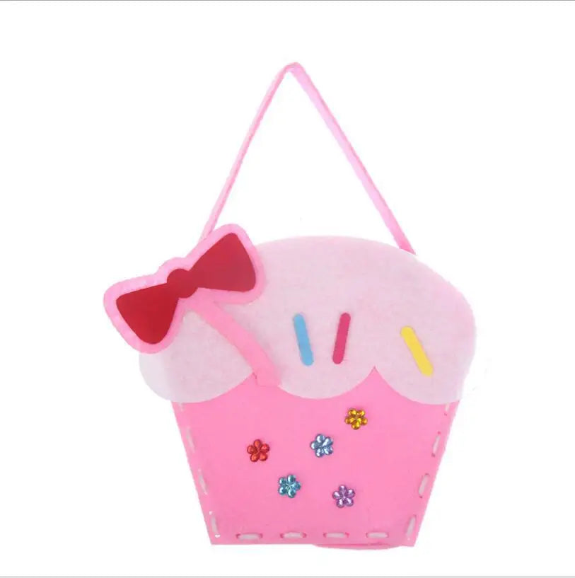 Sewing Joy Handmade Bag Cartoon Fabric Handbags Set DIY Sewing Toys  Non-woven Animal Butterfly Flower Bags Girls Craft Gifts