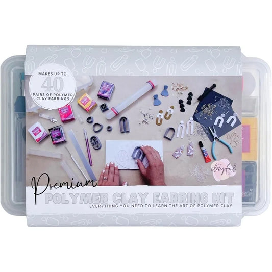 THE CLAYFUL CO. Polymer Clay Earring Making Kit for Adults - 40 Pairs of Earrings Professional Jewelry Making Kit - Premium Oven