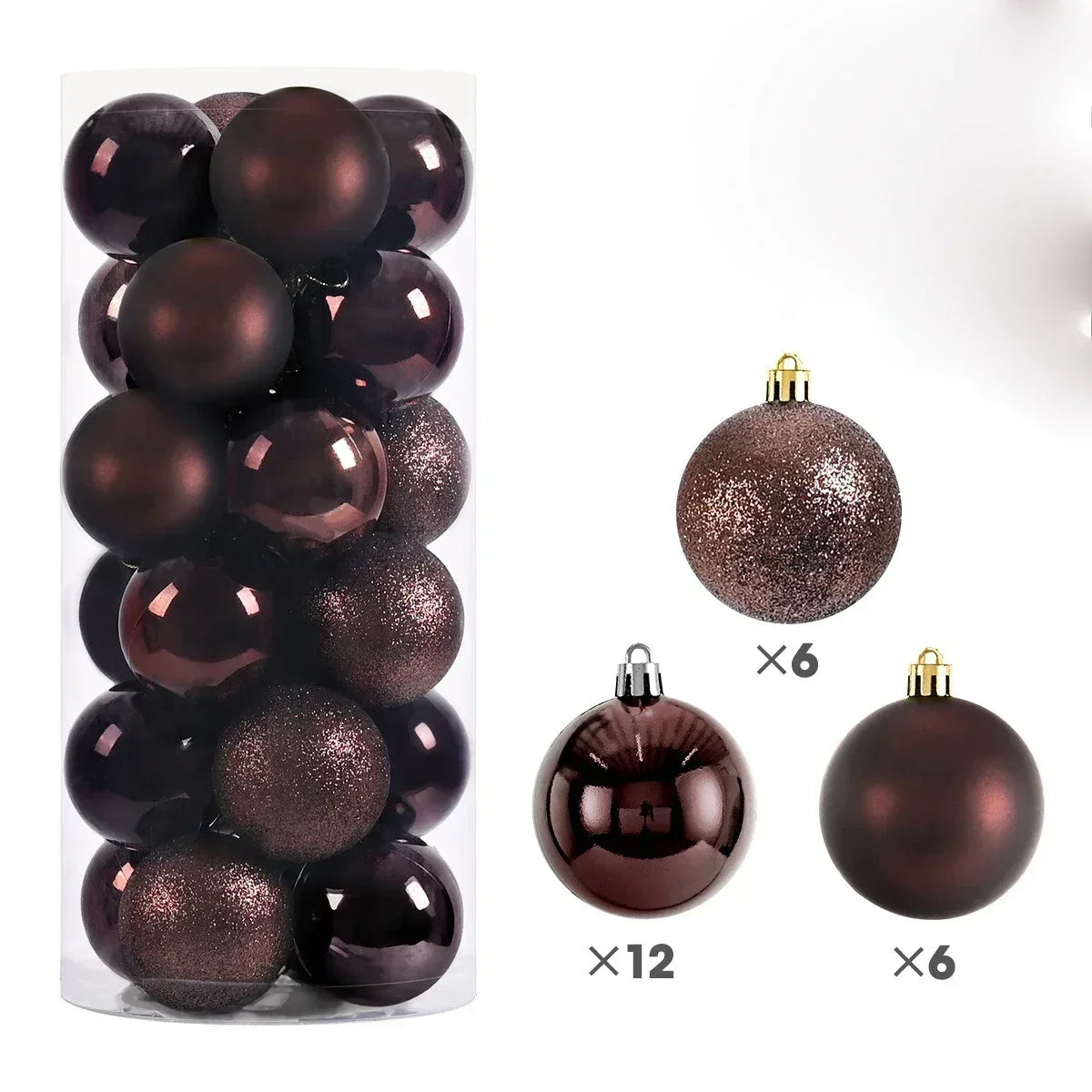 24Pcs 3/4/6CM Christmas Balls Big Ball Christmas Tree Pendant Ornaments for Party Decor 2025 New Year Navidad Gifts Accessory