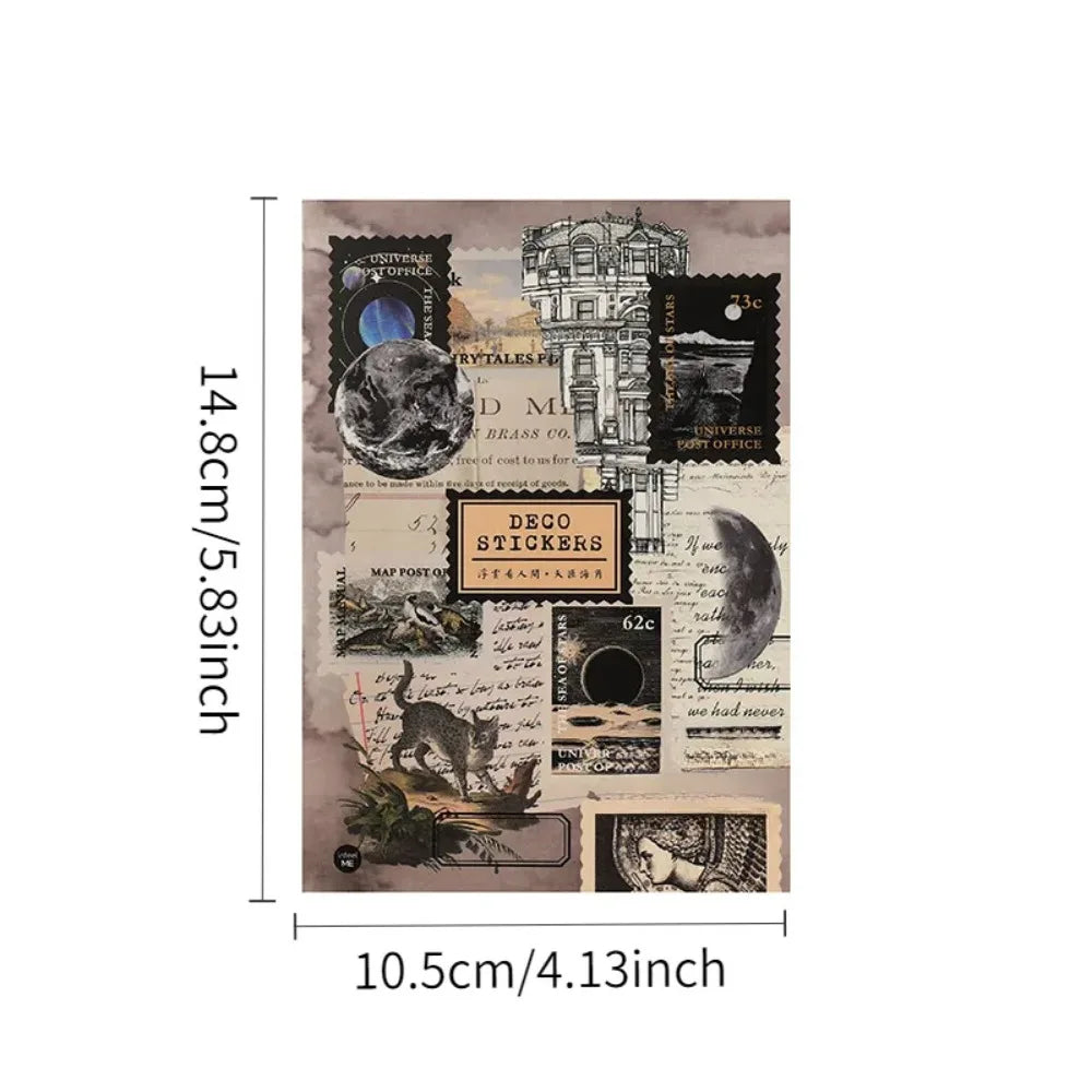 4 Styles 80pcs PET Sticker Book, Floating Clouds Over the World Vintage Aesthetic Decals for Journaling, Scrapbooking DIY Crafts