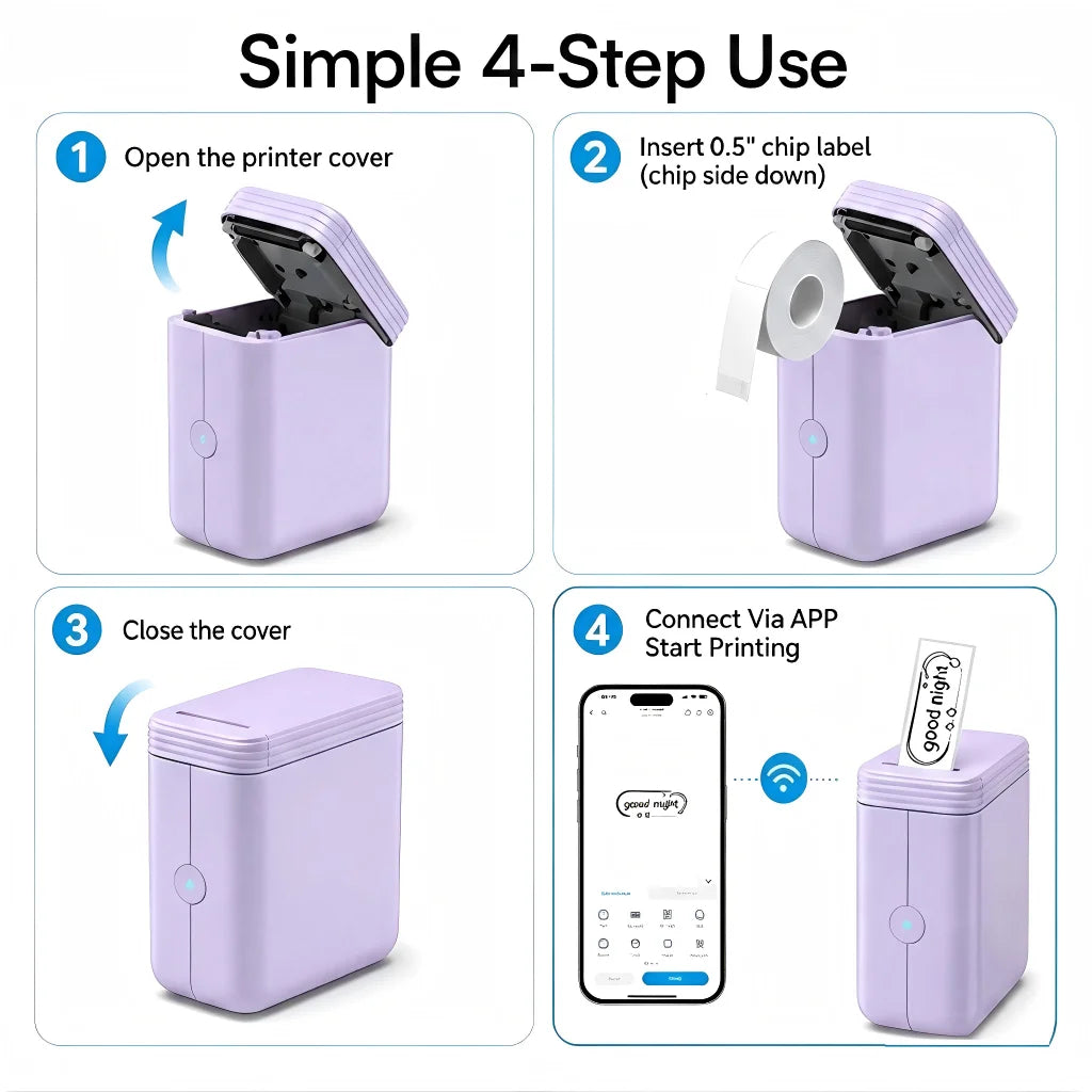 P24 Label Maker with 1 Roll of Label Paper, Portable Wireless Label Printer for Storage, Office, Home, Storage, Sticker Maker Mini Label Maker with Multiple Templates