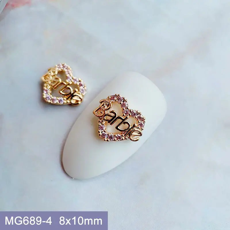 10pcs Luxury Kawaii Love Heart Pink Sailor Moon Star Nail Art Parts Zircon Manicure Nails Accesorios Supplies Decorations Charms