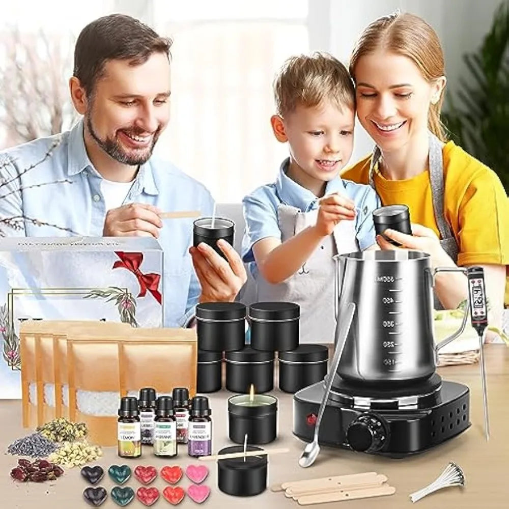 Complete Candle Making Kit Wax Melter, Making Supplies, DIY Arts Crafts Gift Kid s,Beginners ,Including 500w Electronic Stove