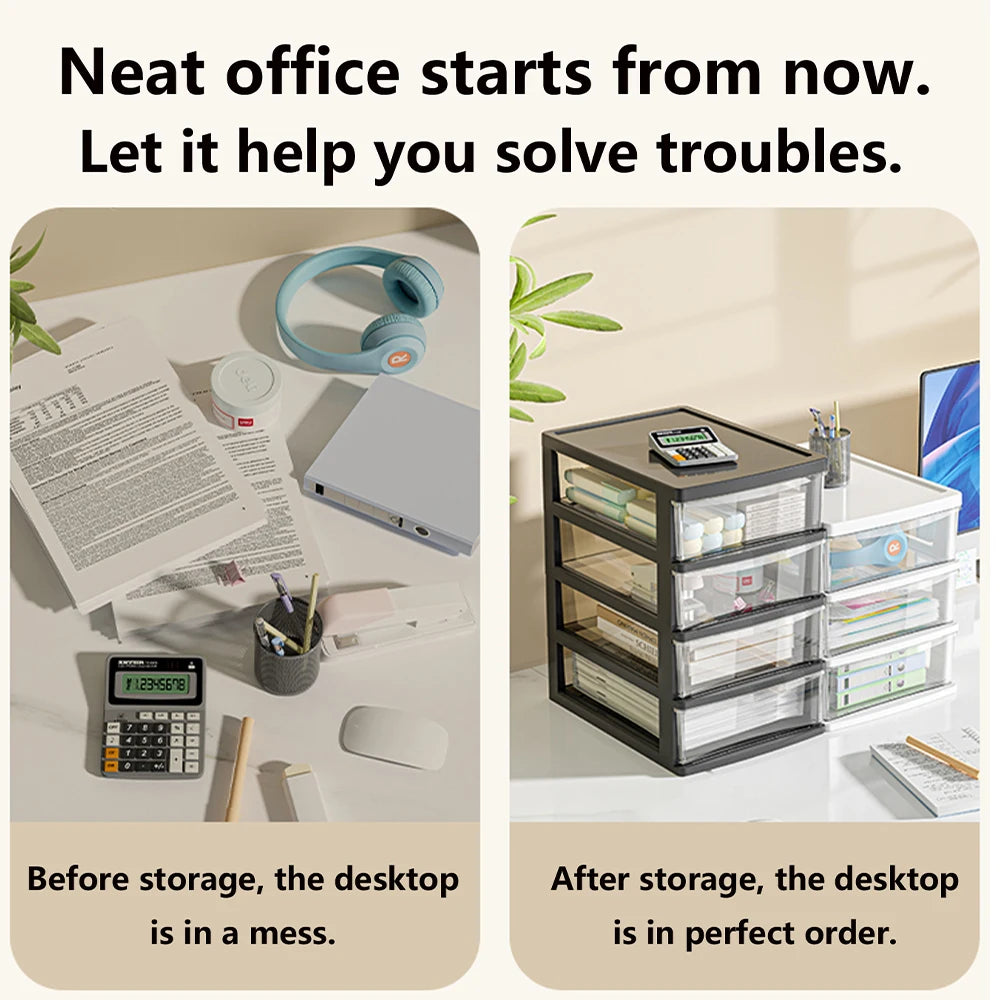 Multi-Layer Plastic Desktop Storage Box 2-6 Layers with Drawer for Home Office Stationery