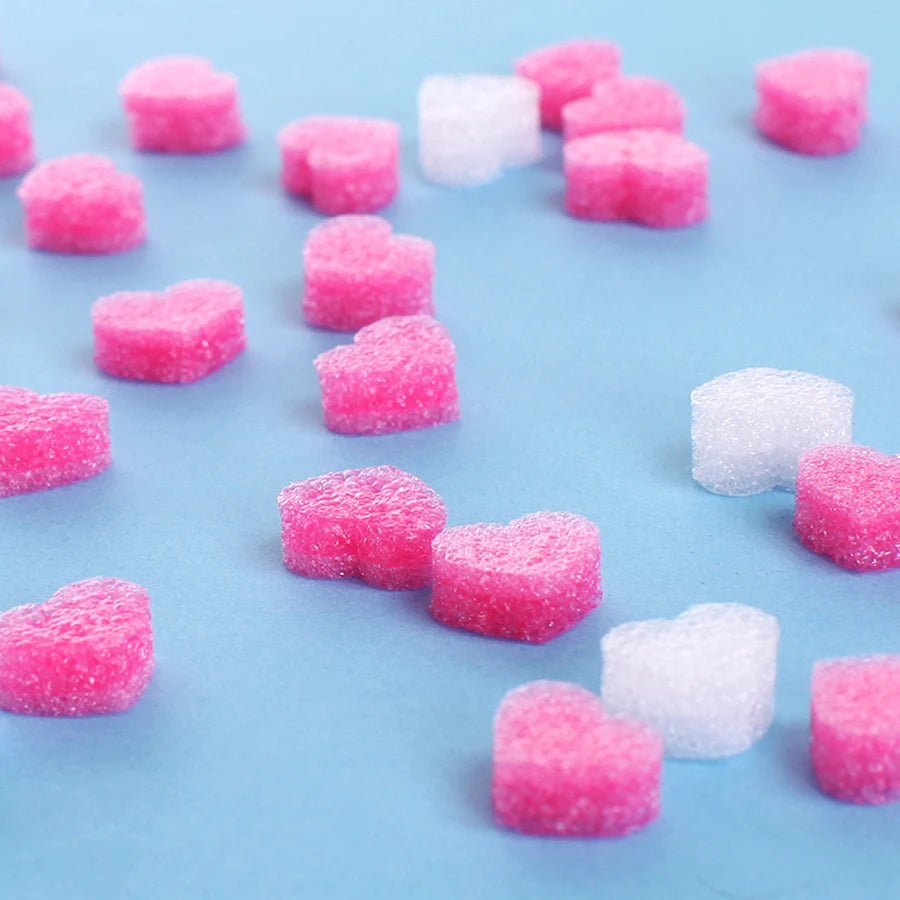 50pcs/bag Gift Box Fluffy Slime Filler Sludge Clay Pink Heart Love Beads Foam Strip Slime DIY Wedding Favors Flower Box Filler