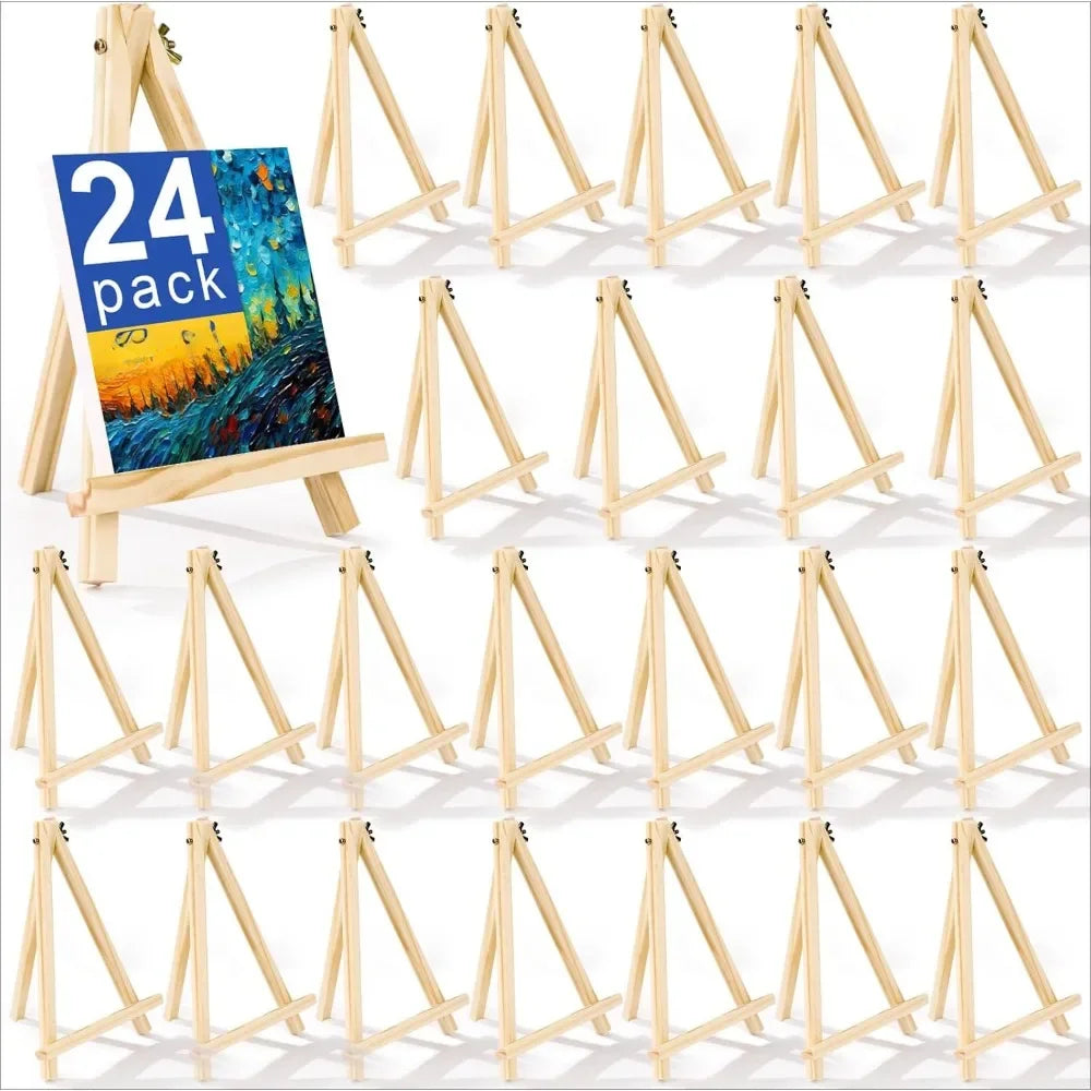 4 packs of 9-inch wooden easels, easel holders for painting canvases, arts and crafts painting party easels