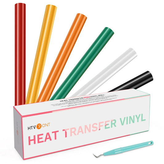 HTVRONT 6 Pack 12X5ft/30x150cm Multi Color Heat Transfer Vinyl Roll for Cricut T-shirt