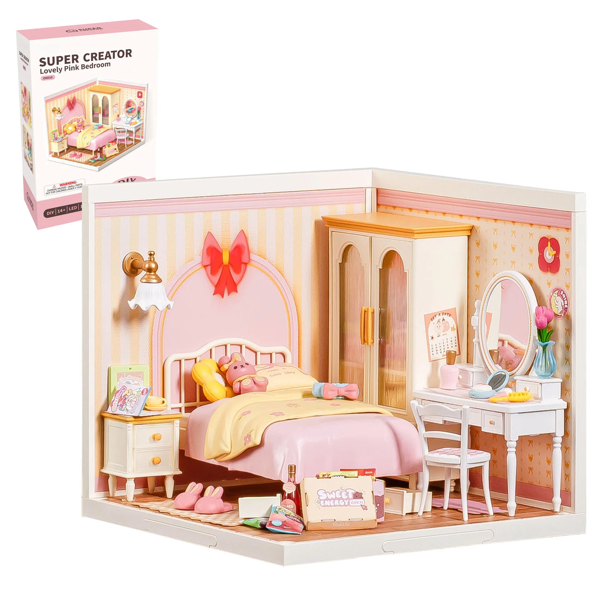 Rolife DIY Miniature House Kit Super Creator Series Mini Dollhouse 3D Puzzle Model Building Kit with LED Light for Home Decor Birthday Gift for Girls Adults