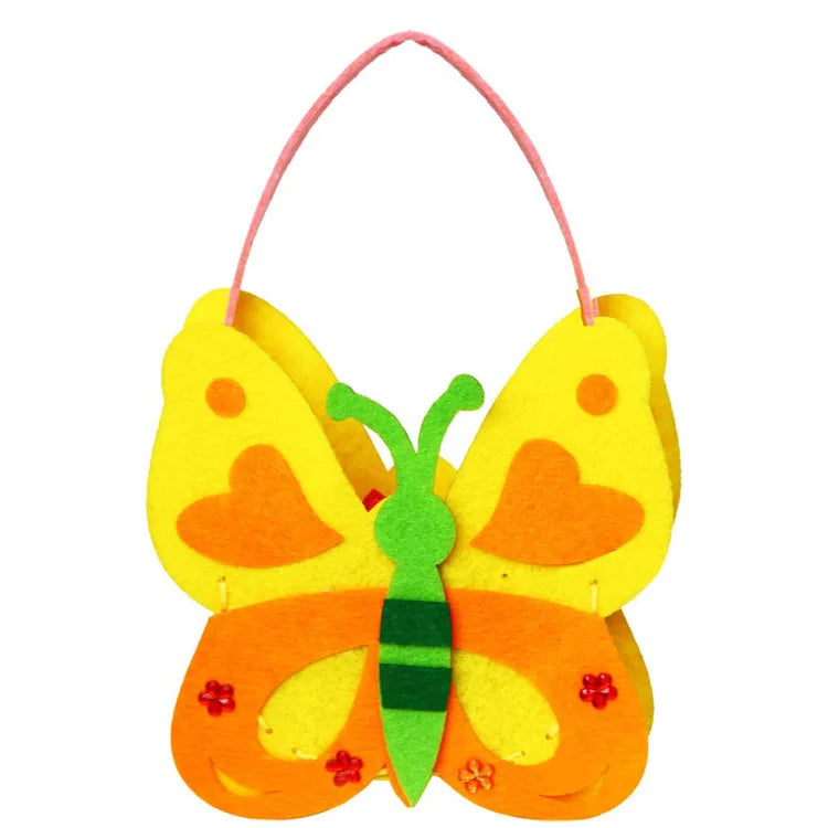 Sewing Joy Handmade Bag Cartoon Fabric Handbags Set DIY Sewing Toys  Non-woven Animal Butterfly Flower Bags Girls Craft Gifts