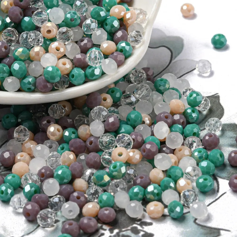 about 60g Faceted Glass Beads 4mm 6mm Rondelle Spacer Loose Beads for Earring Bracelet Necklace Jewelry DIY Craft Making
