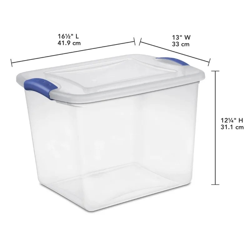 Small Storage Bin, 27 Quart Clear Plastic Storage Container with Latch Lid, , Pack of 10