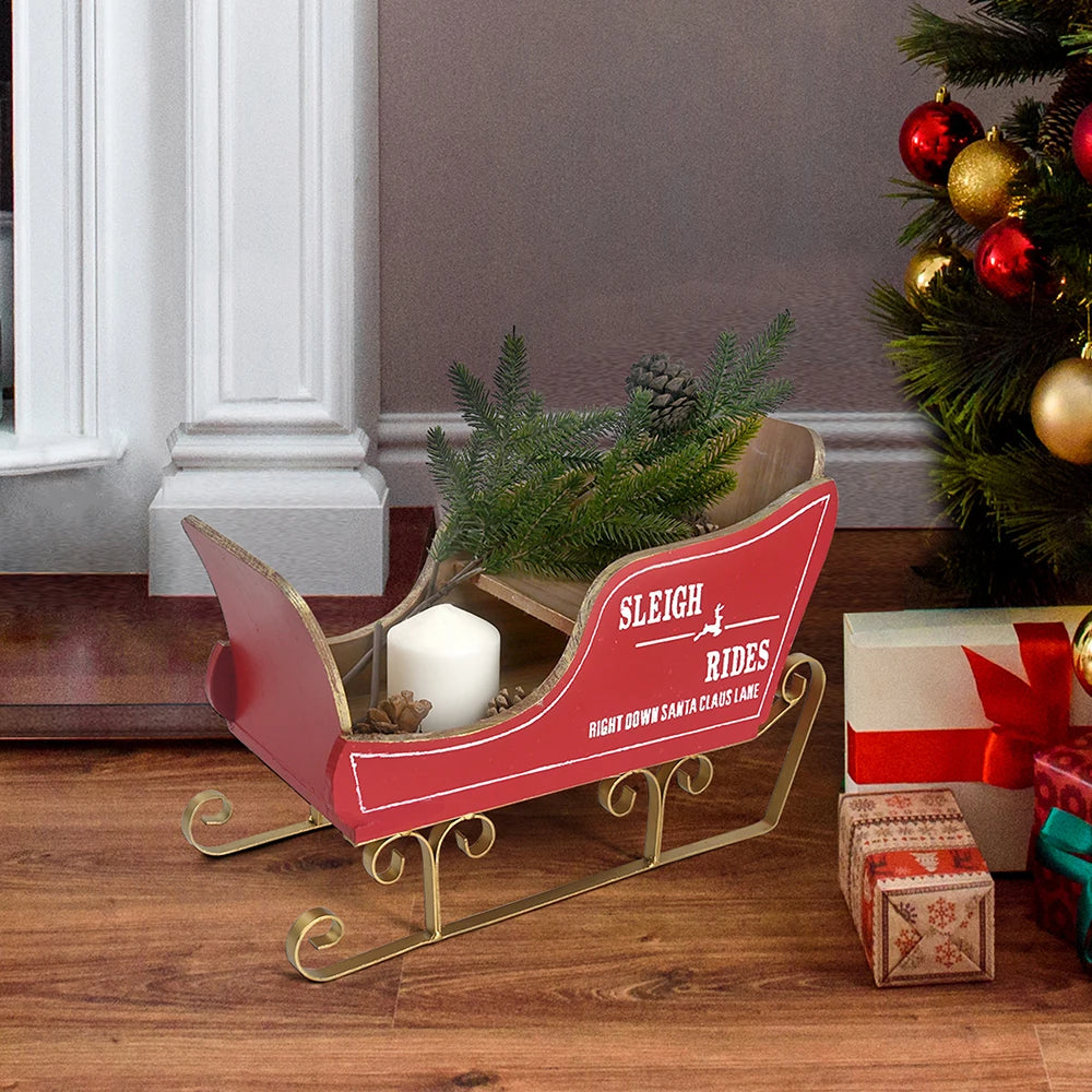 Christmas Craft Supplies Indoor Decoration Merry Christmas Red Sledge Sleigh