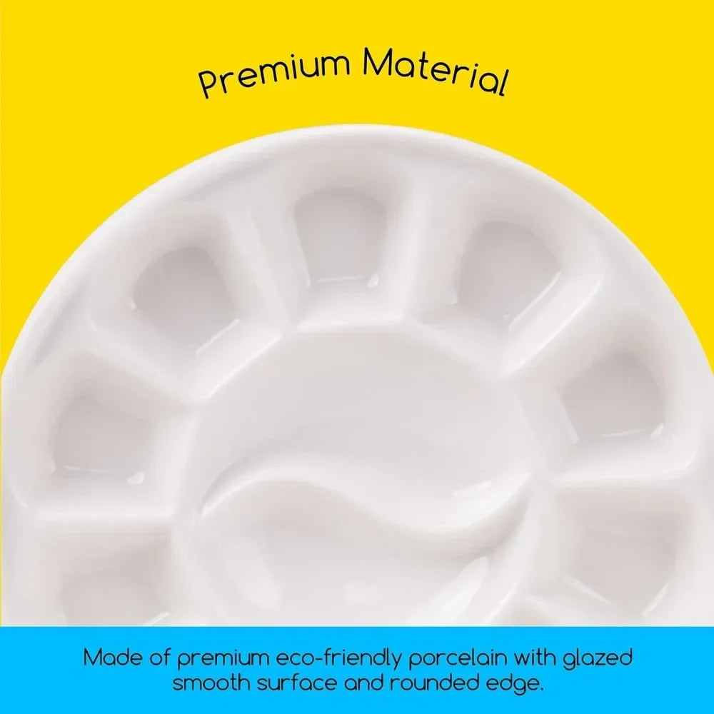 12 well round porcelain watercolor palette gouache acrylic oil painting, 7 inches