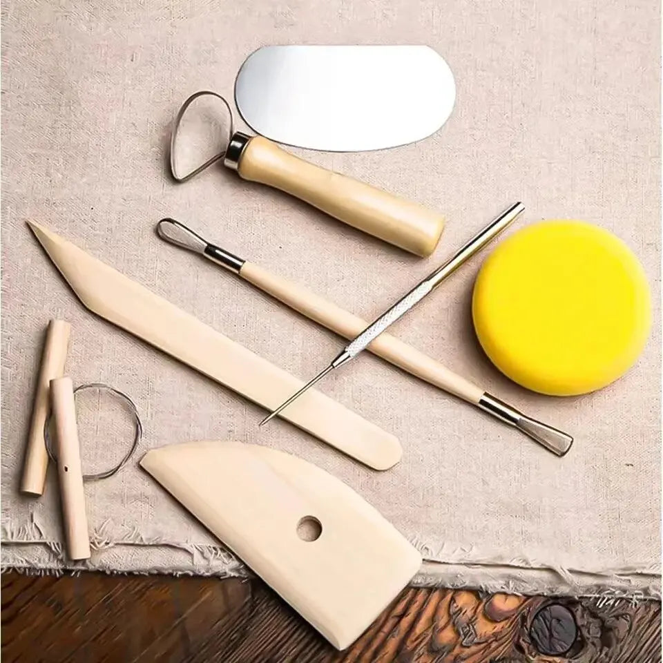 8Pcs/Set Clay Tools DIY Ceramics Molding Tools Wood Knife Pottery Tool Set Clay Sculpting Kits Carving Ceramic Tools Practical