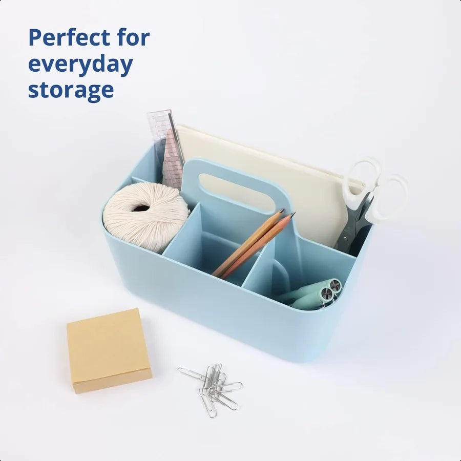 Stackable Organizer Caddy Portable Tote for Bathroom Office Crafts or School Supplies Rectangle Blue