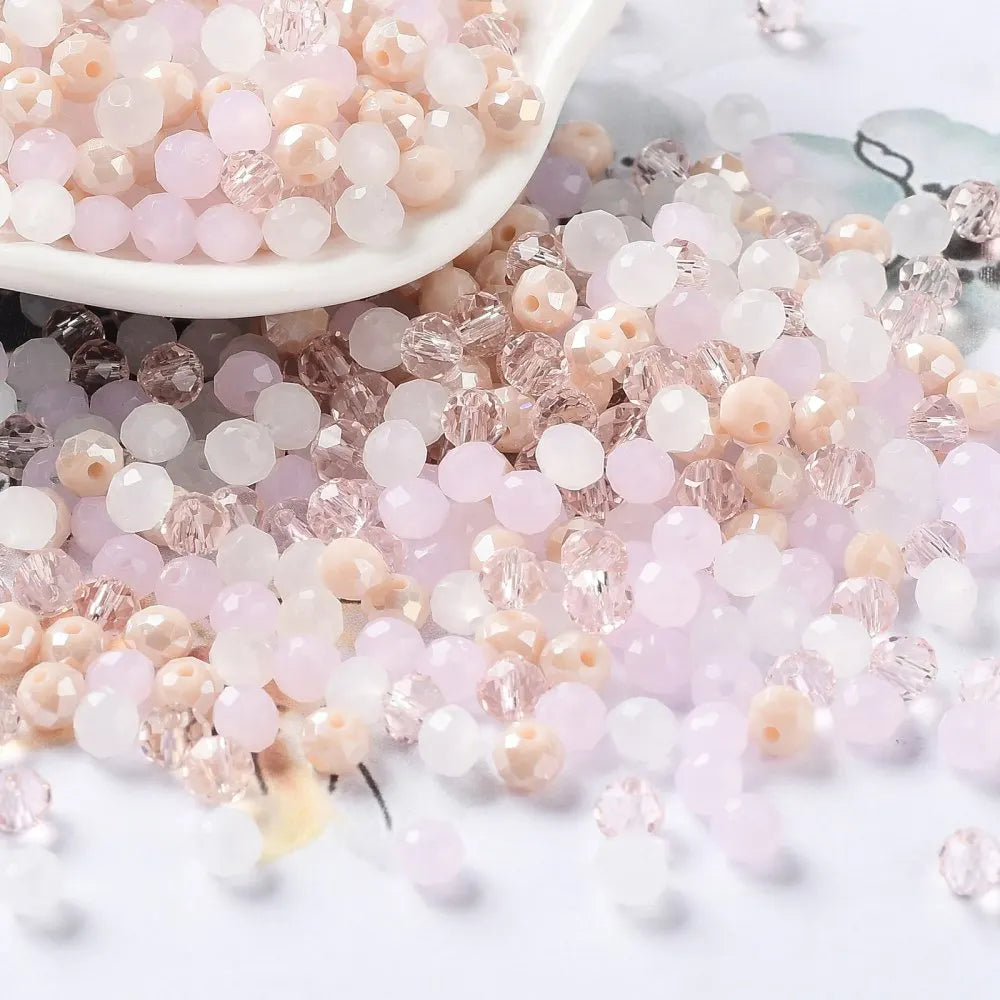 about 60g Faceted Glass Beads 4mm 6mm Rondelle Spacer Loose Beads for Earring Bracelet Necklace Jewelry DIY Craft Making