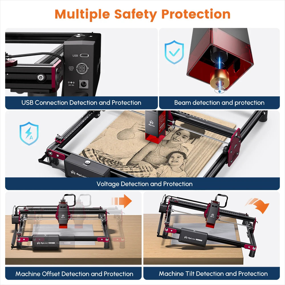 Algolaser DIY Mini 5W Laser Engraver Cutter 315*300MM Portable Logo Printer Woodworking Tools CNC Machine Offline Control Marker