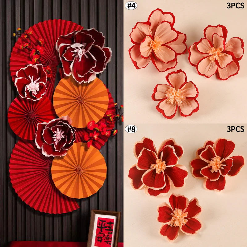 Chinese New Year 2026 Decoration Wall Hanging Decor Paper Folding Fan Sticker Wedding Party Decoration Spring Festival Supplies