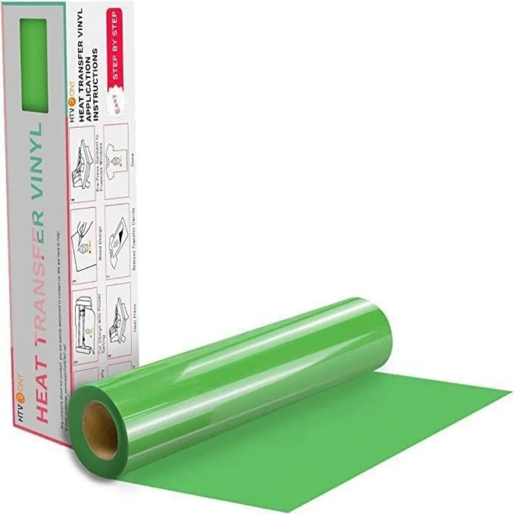 HTVRONT 12"X15ft/25ft Heat Transfer Vinyl Roll DIY T-shirt Craft Iron on HTV Film For Printing Clothing Easy To Cut