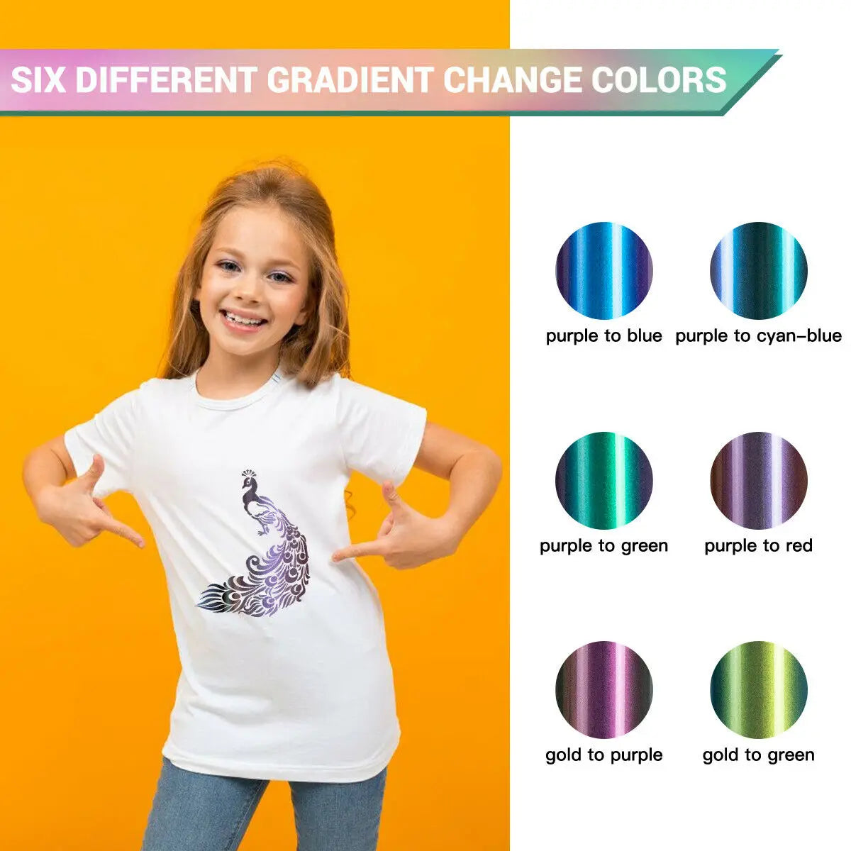 HTVRONT 30x300cm Chameleon Gradient Color Heat Transfer Vinyl Roll Permanent HTV  Vinals  for Cricut T-shirt Printing