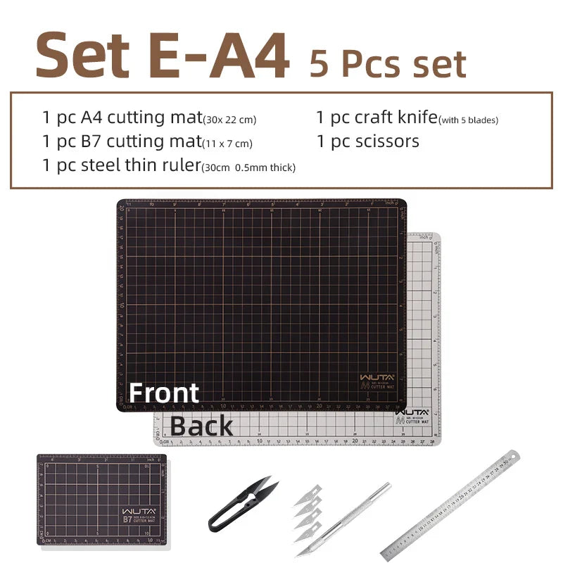 WUTA New Fabric Cutting Mat, Leather Cutting Board A1 A2 A3 A4 A5 Professional Self Healing Quality Double-Sided  Craft Tool Set