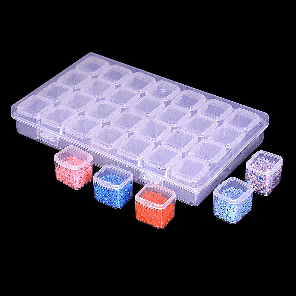 Diamond Painting Storage Container with 28/56 Grid Grooves, Transparent Diamond Embroidery Accessories and Toolbox, DIY Beaded