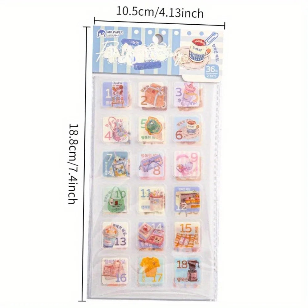 8pcs Cute Cartoon Stickers - 4 Styles Die-Cut Decals for Scrapbooking (Flat Adhesive PET Sheets)