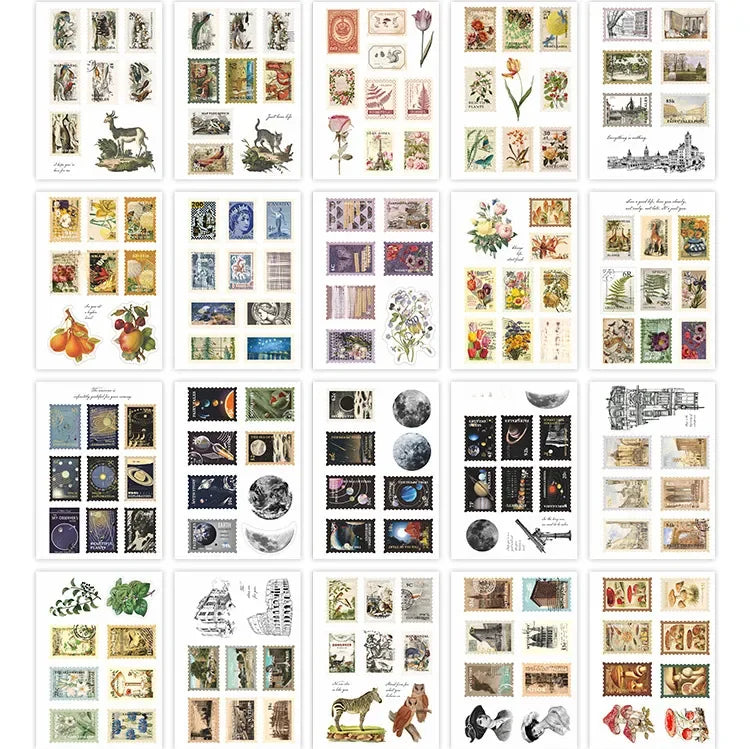 4 Styles 80pcs PET Sticker Book, Floating Clouds Over the World Vintage Aesthetic Decals for Journaling, Scrapbooking DIY Crafts