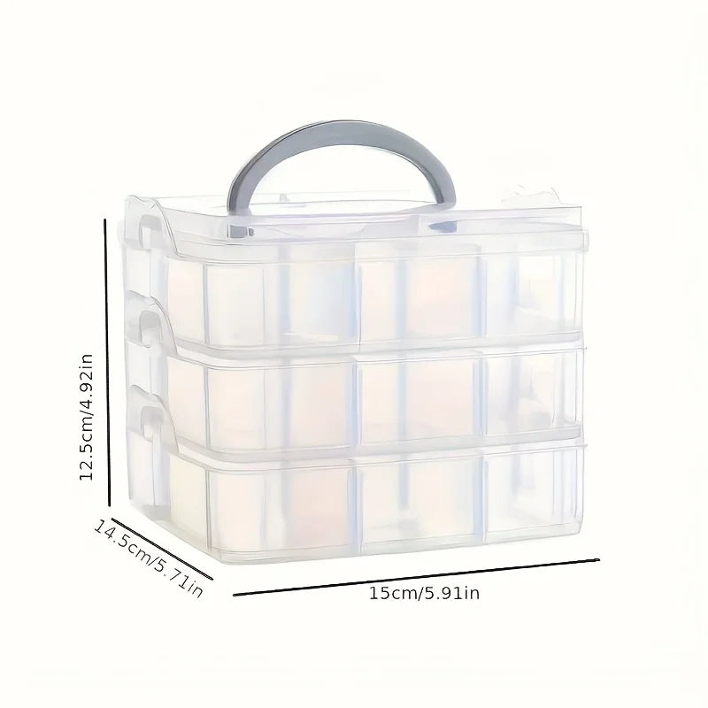 3-layer 18 Compartment Transparent Storage Box, Jewelry and Toy Storage Box, Suitable for Kitchen, Jewelry Organizer