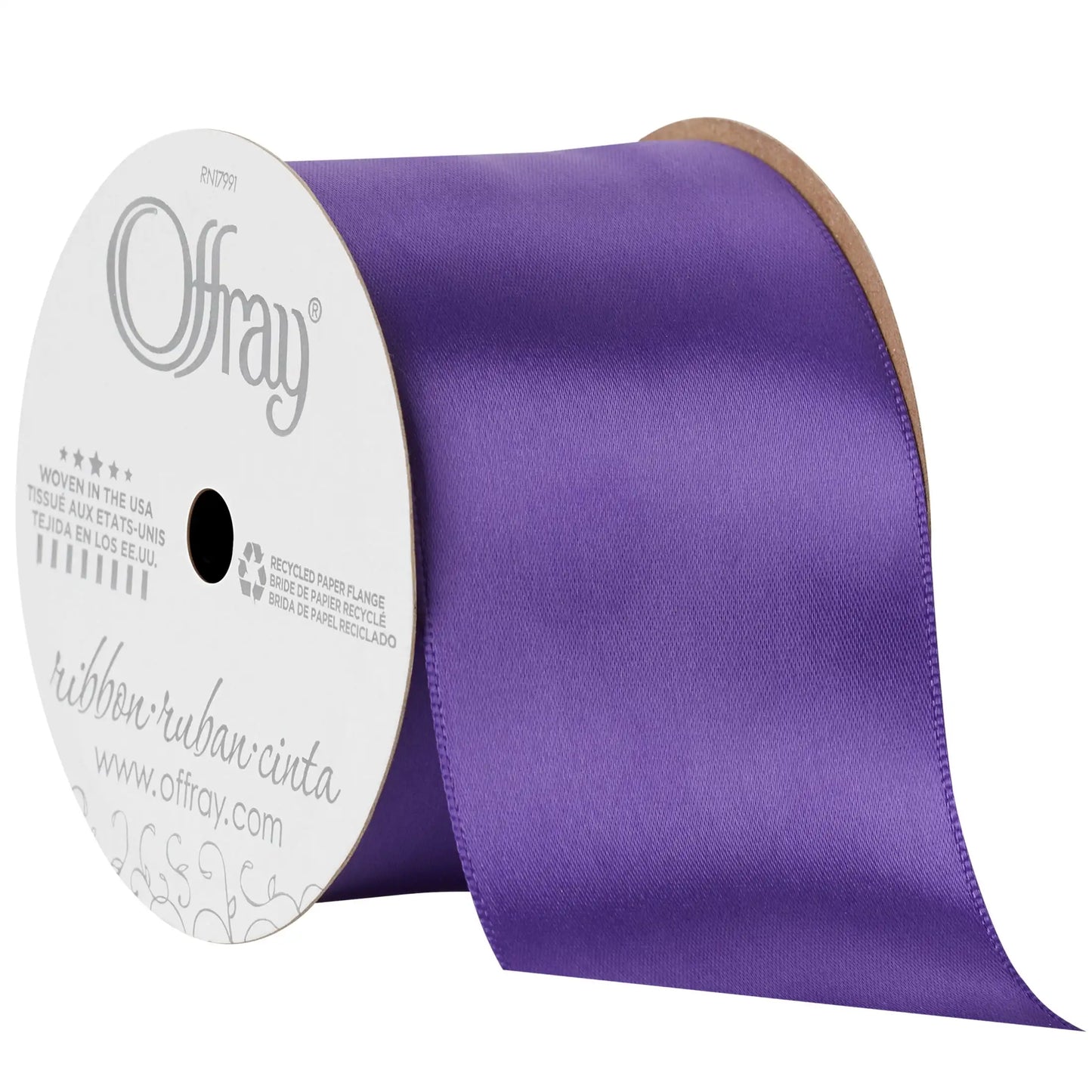 Ribbon, Regal Purple 2 1/4 Inch Single Face Satin Polyester Ribbon, 9 Feet