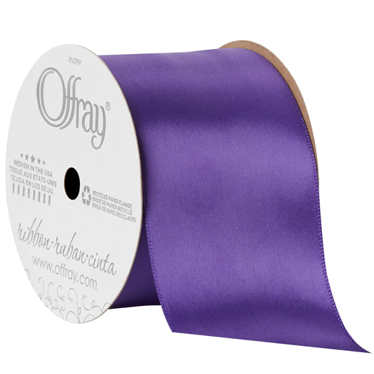 Ribbon, Regal Purple 2 1/4 Inch Single Face Satin Polyester Ribbon, 9 Feet