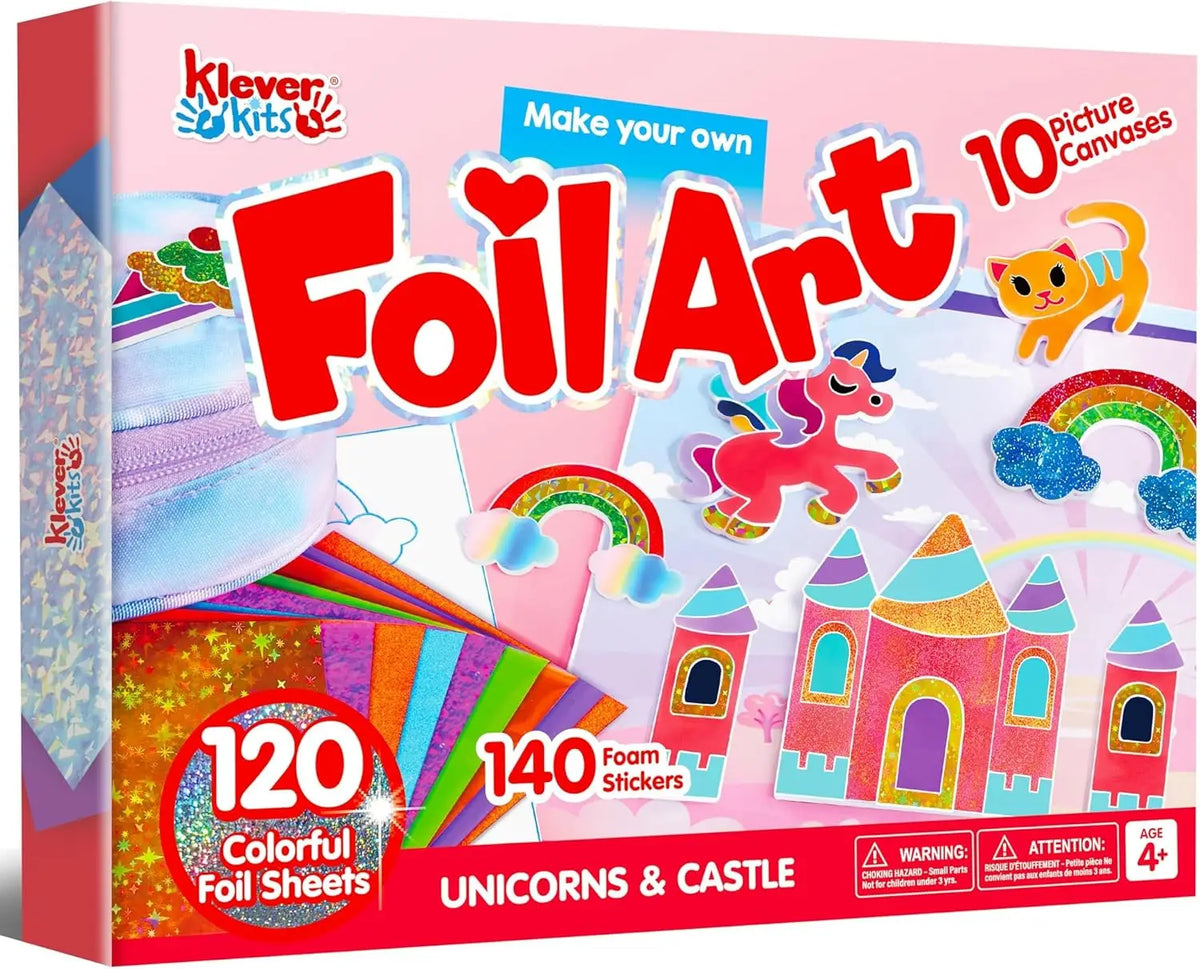 JOYFY Foil Art Kit Arts & Crafts Supplies Mess Free Coloring Foil Foam Stickers Creative Travel Toys for Kid Birthday Gifts
