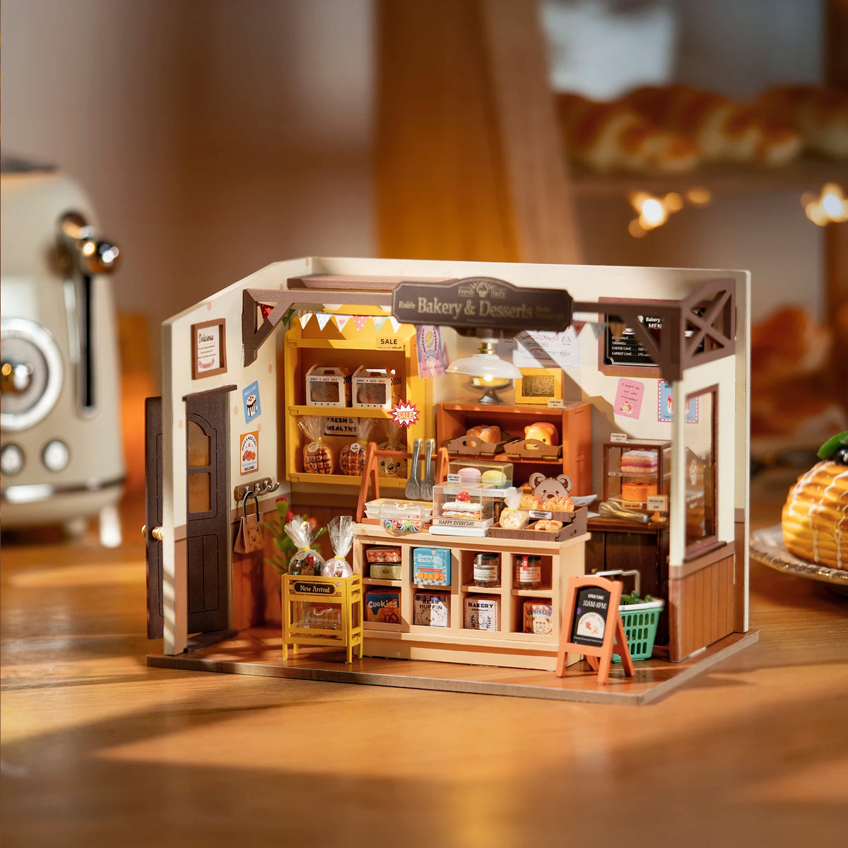 Robotime Rolife Becka's Baking House DIY Miniature 3D Wooden Model Kit for Kids - Easy Assembly Home Decor Toy